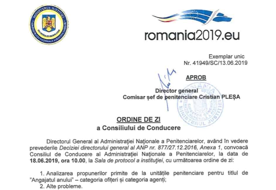 Consiliu de conducere ANP 18 iunie 2019 ora 10.00
