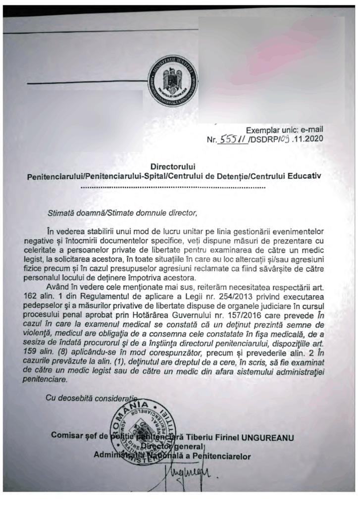 Adresa ANP prezentare detinuti la cabinetul medical