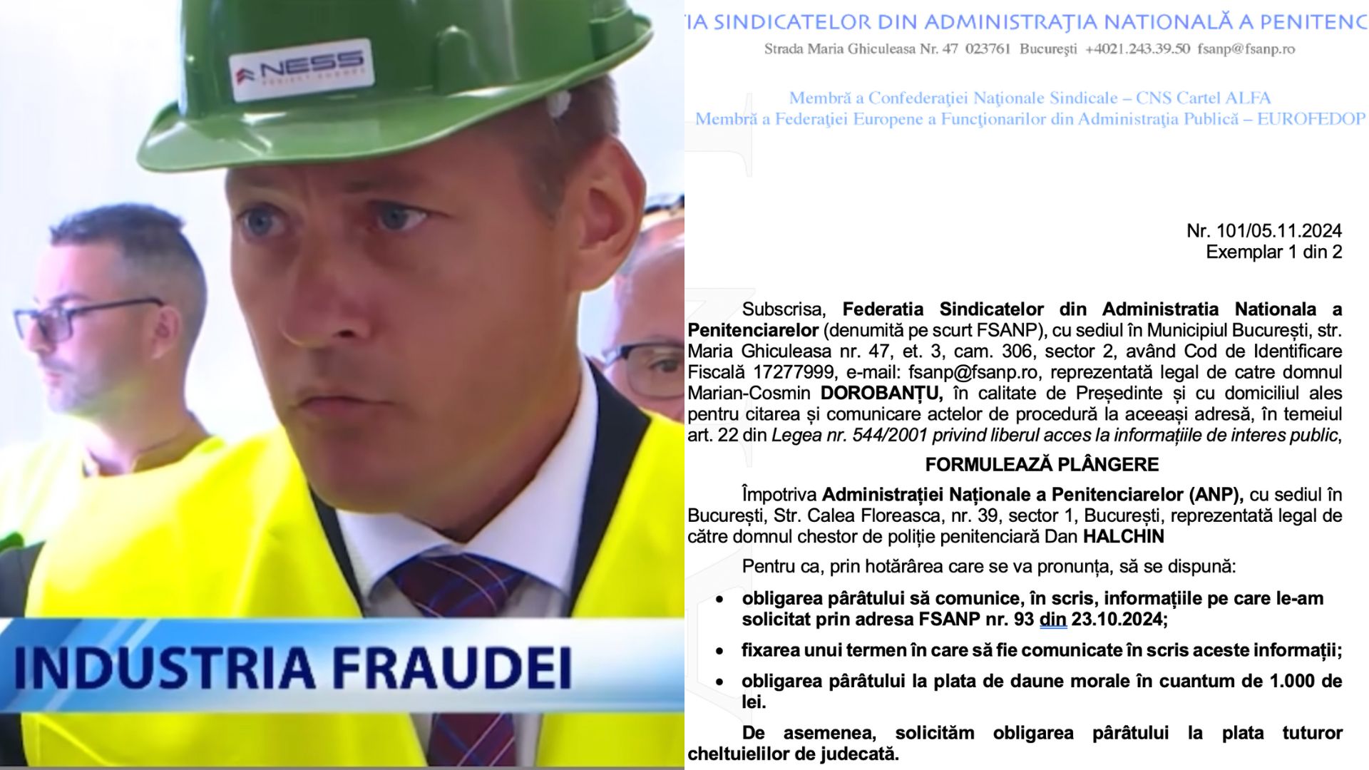 Industria fraudei (Pro TV). ANP repetă greșeala mușamalizării informațiilor publice. FSANP face plângere la instanță. Ministerul Justiției (MJ) tolerează corupția?