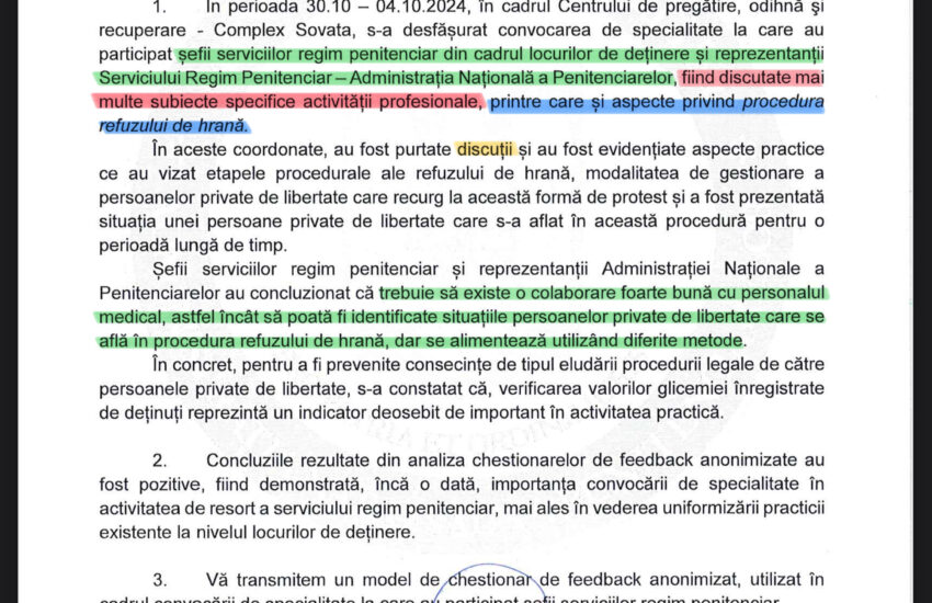 (83) Zeci de mii de lei cheltuiți pe întâlniri inutile ale ofițerilor regim penitenciar. Beții și manele. Principala discuție a convocării: refuzul de hrană al deținuților și completarea unui chestionar anonim de apreciere al șefilor.