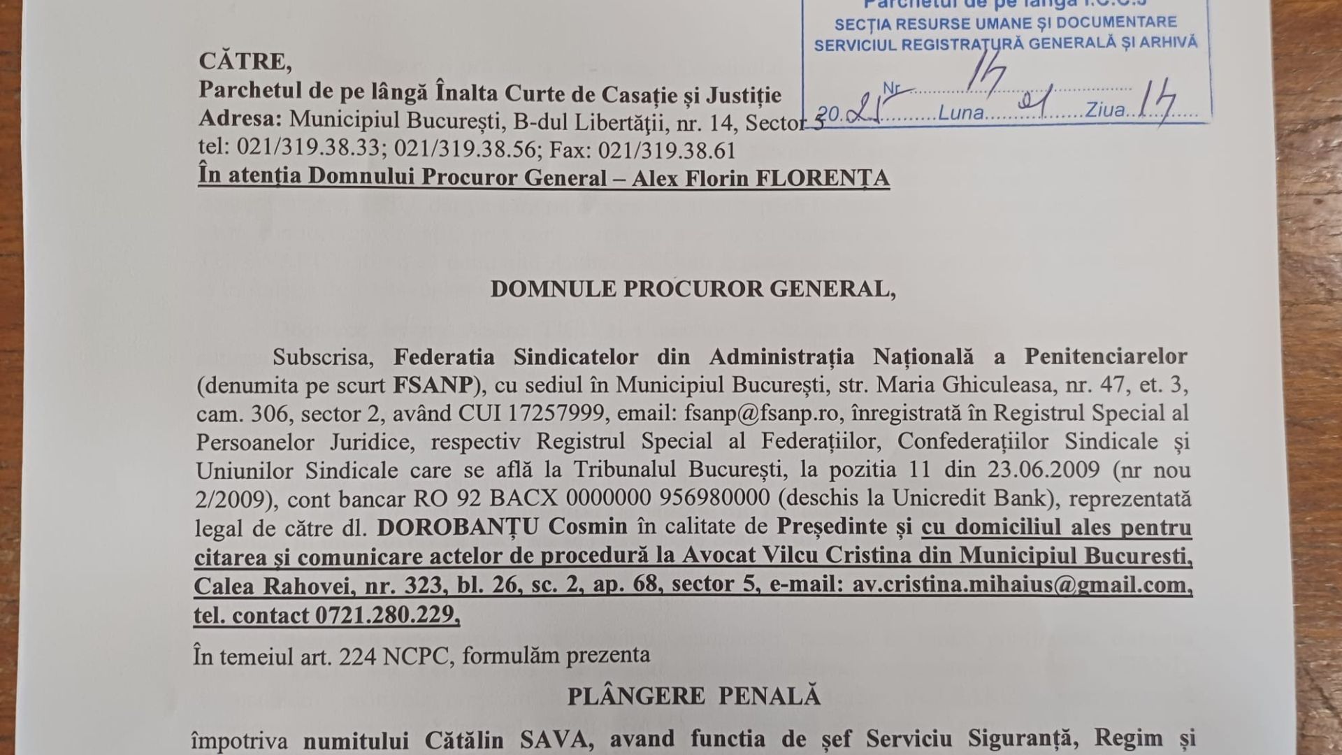 Plângere penală împotriva adjunctului Penitenciarului Spital Rahova. ANP mușamalizează și tolerează abuzurile. FSANP cere intervenția ministrului Justiției Radu MARINESCU. Urmează protestele în fața unității.